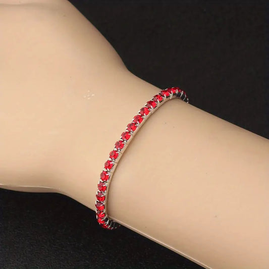 Plata Rubí Pulsera Tenis