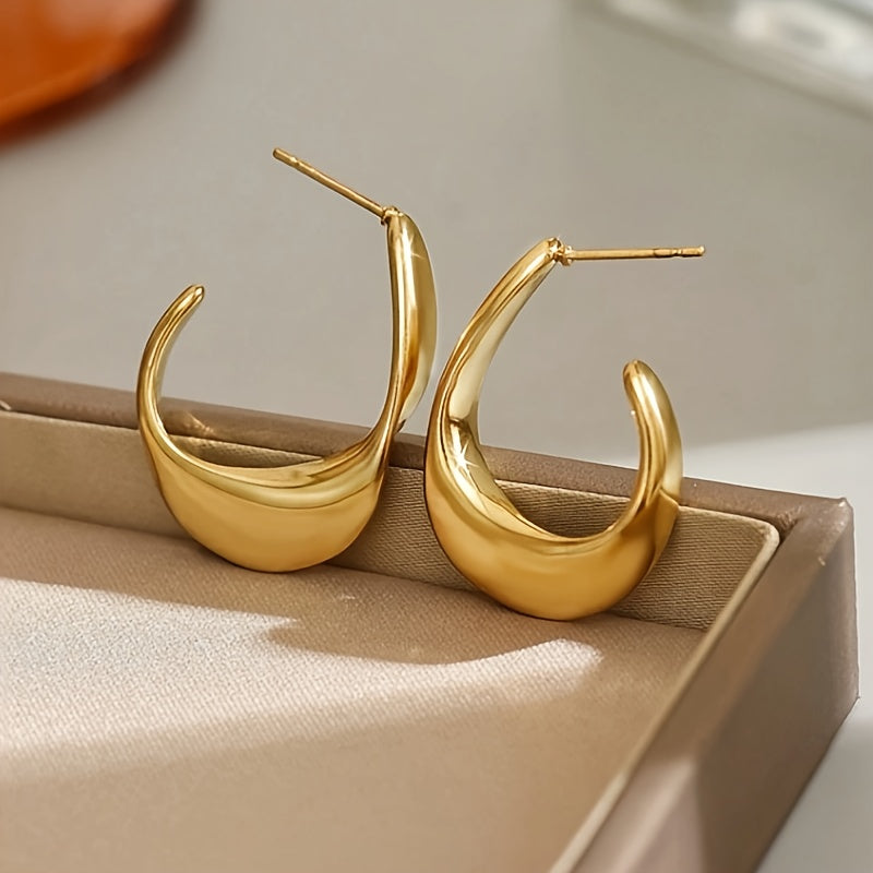 Sculpted Crescent Aretes de Aro | Oro