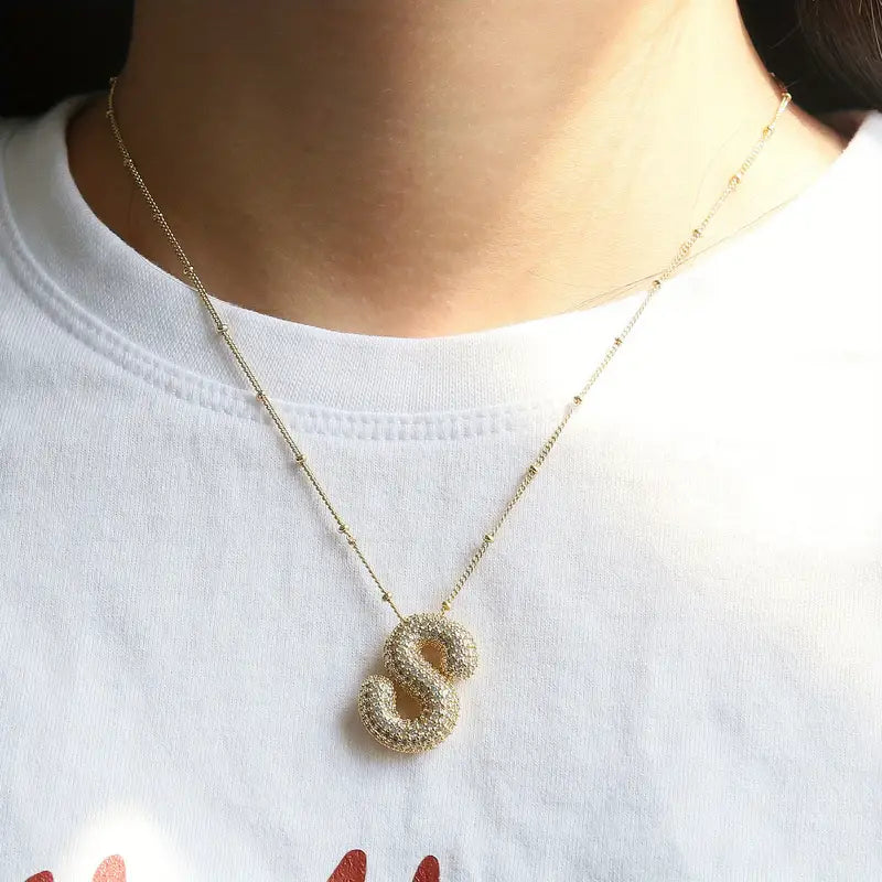Bubble letter initial set de collares | Oro