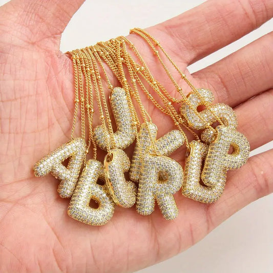 Bubble letter initial set de collares | Oro