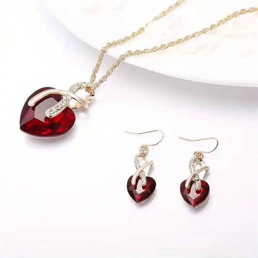 Oro Rubí Twisted Corazón Set de Joyas