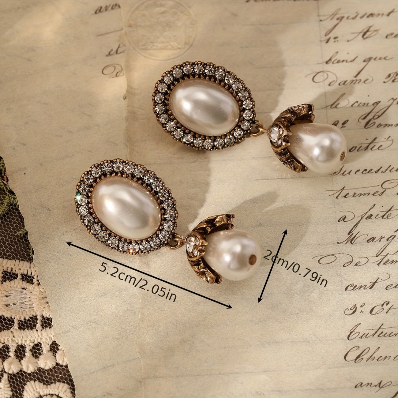 Vintage Perla Frame Aretes Colgantes