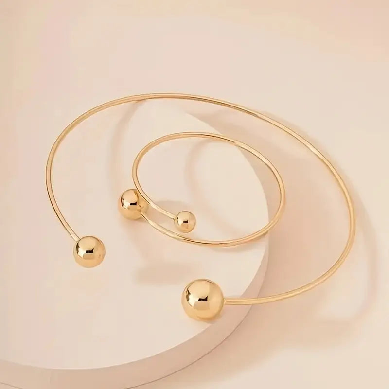 Minimalist Glow Collar & Cuff Set de Pulseras | Oro