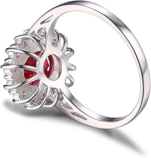 Classic Rubí Halo Anillo | Blanco Oro