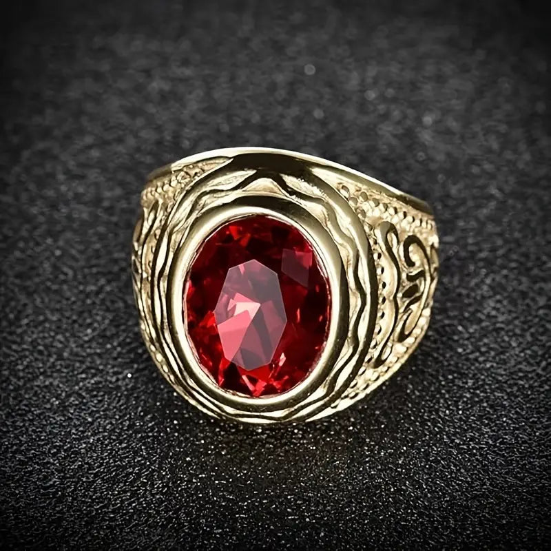 Oro Rubí Engraved Anillo