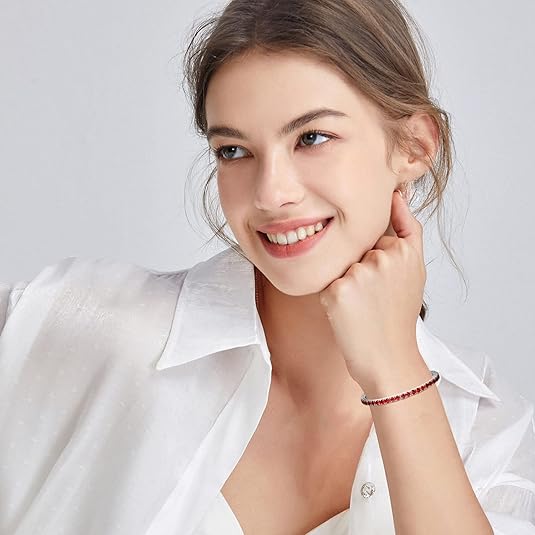 Rubí Pulsera Tenis | Blanco Oro