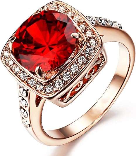 Rubí Halo Statement Anillo | Rose Oro