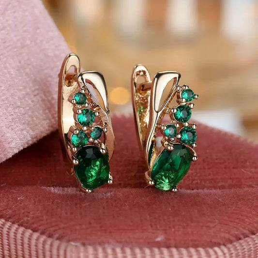 Oro Esmeralda Cluster Aretes Colgantes