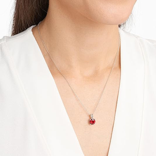 Round Cut Rubí Collar | Blanco Oro