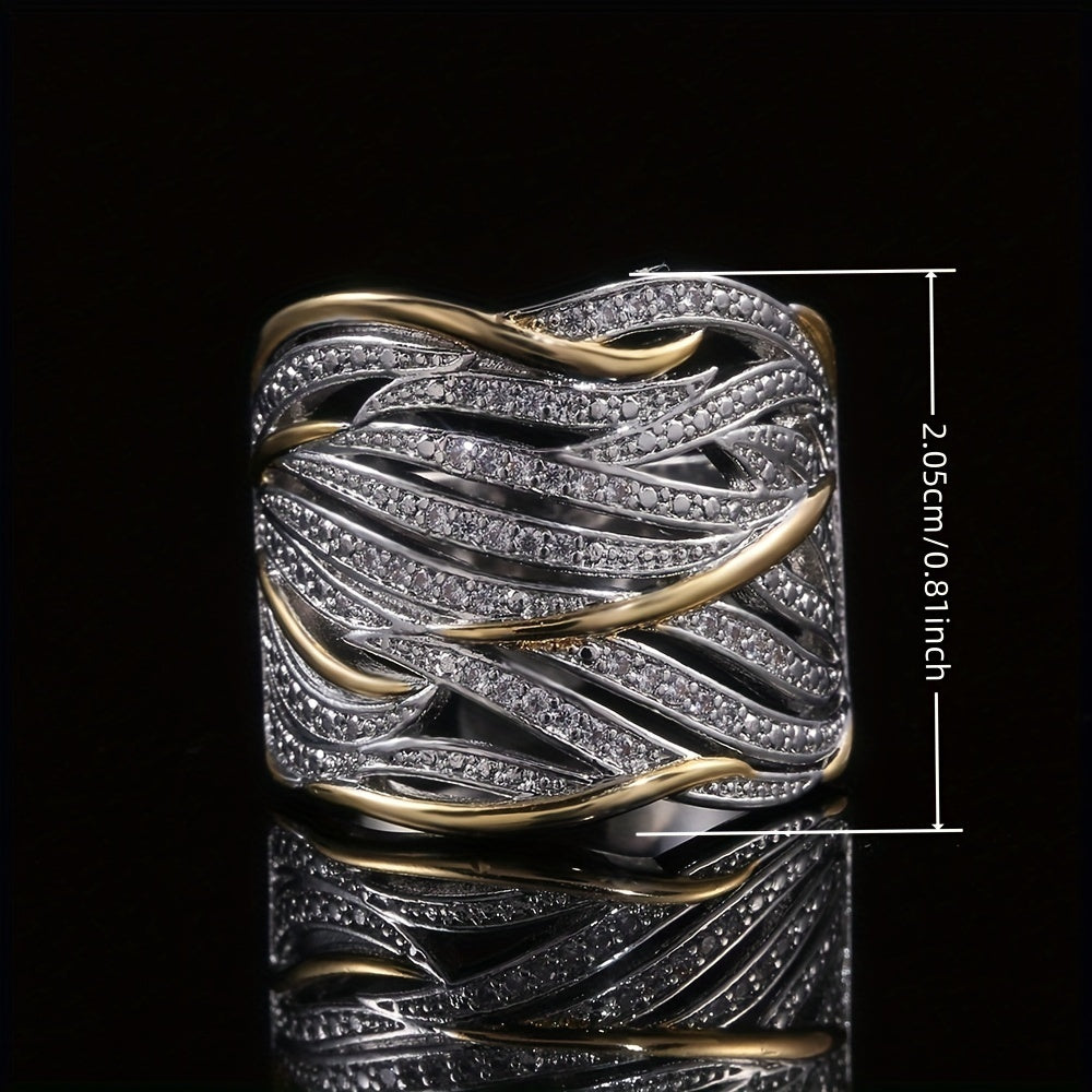 Plata and Oro Woven Band Anillo
