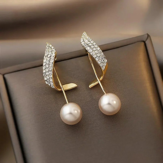 Chic Oro Perla Aretes Colgantes