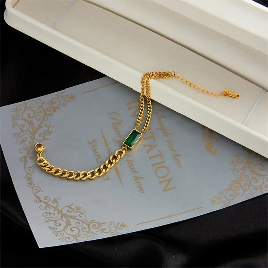 Oro Esmeralda Bar Chain Pulsera