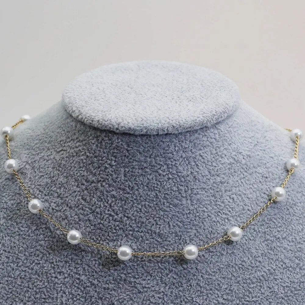 Oro Spaced Perla Chain Collar