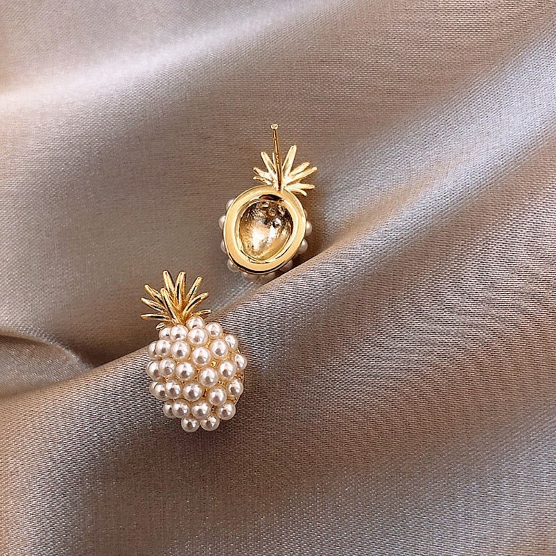 Oro Cluster Perla Aretes de Botón