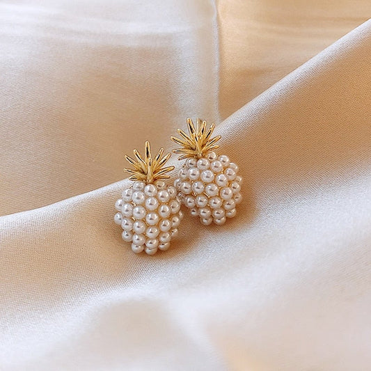 Oro Cluster Perla Aretes de Botón