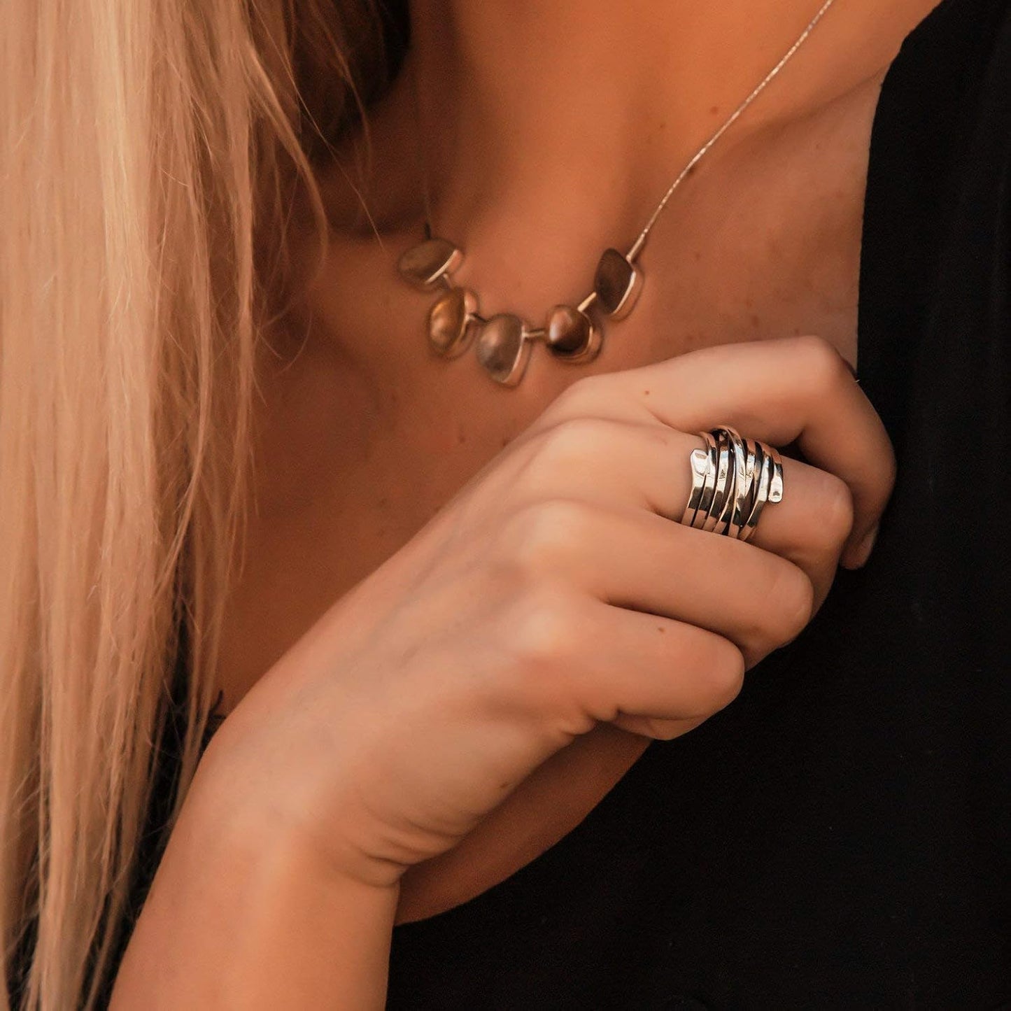 Plata Multi Band Wrap Anillo