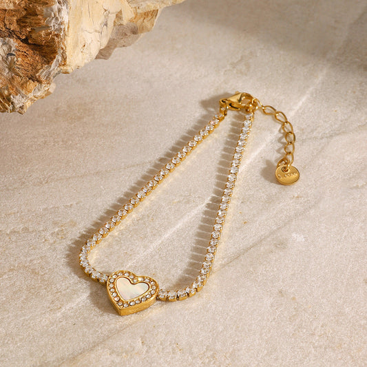 Cameron Diamante Pulsera Tenis Corazón