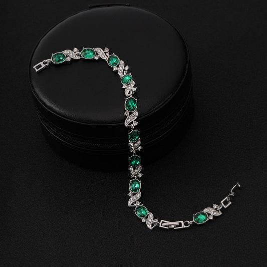 Plata Esmeralda Vintage Link Pulsera