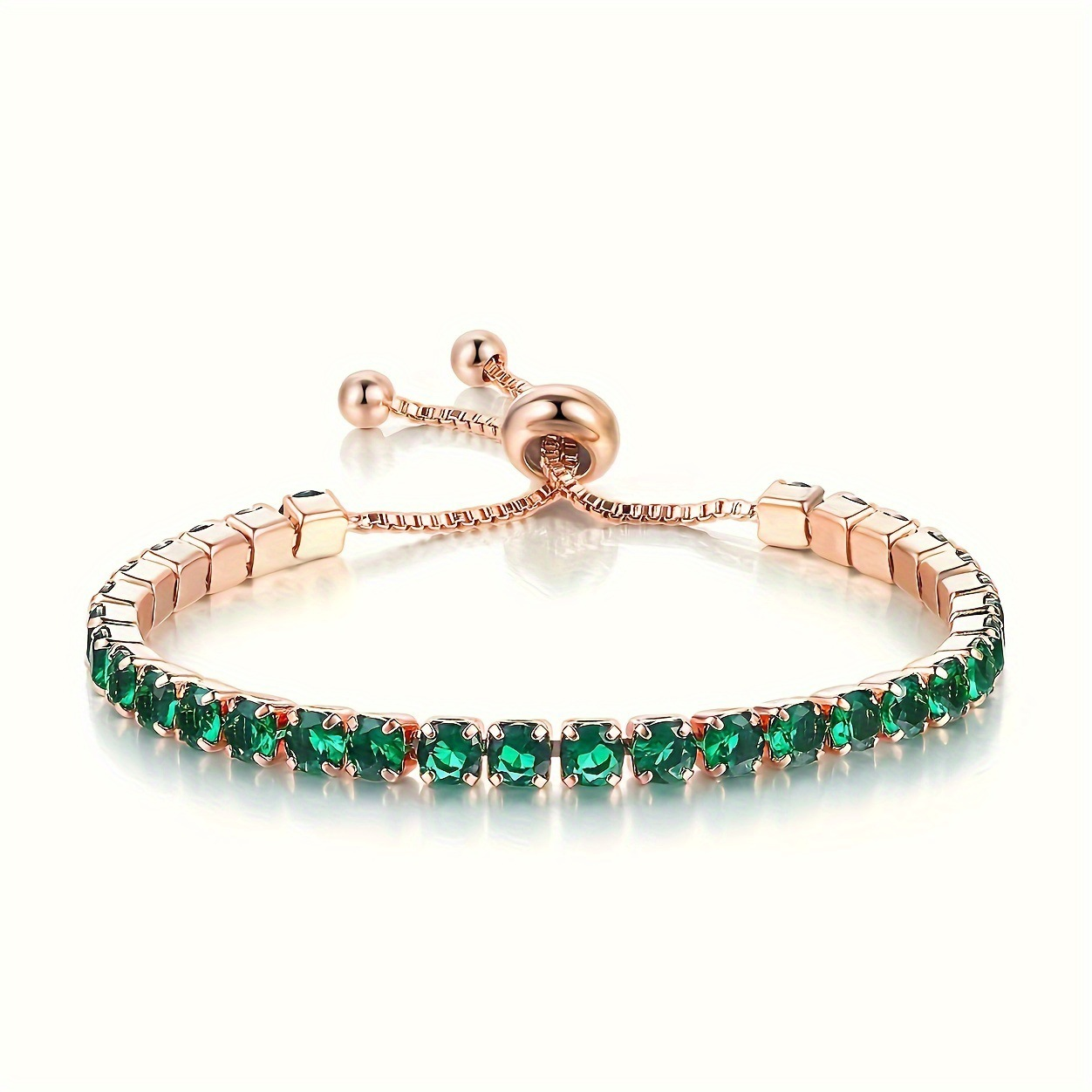 Oro Esmeralda Adjustable Pulsera Tenis