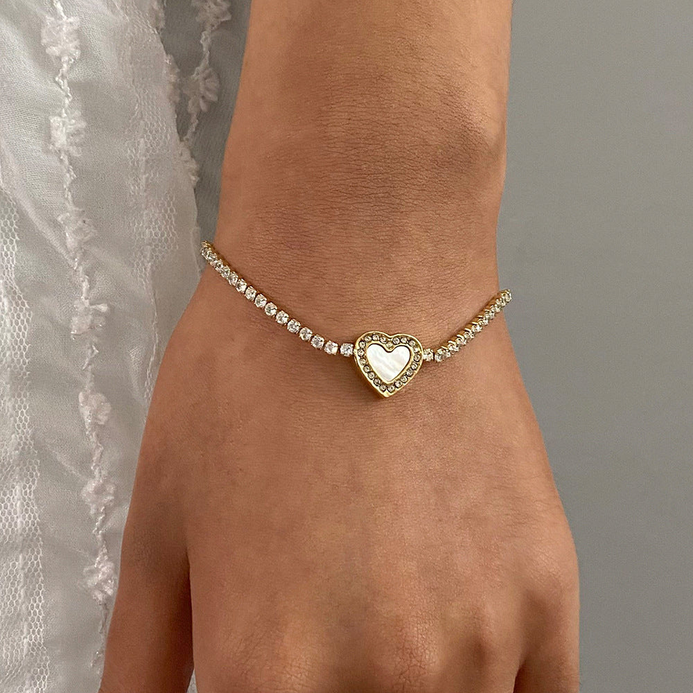 Cameron Diamante Pulsera Tenis Corazón