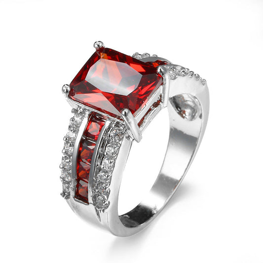 Plata Rubí Split-Shank Anillo