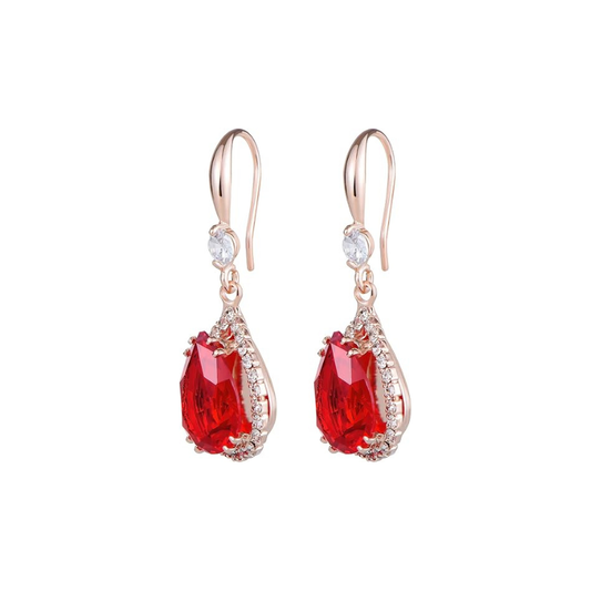 Rubí Teardrop Aretes | Rose Oro