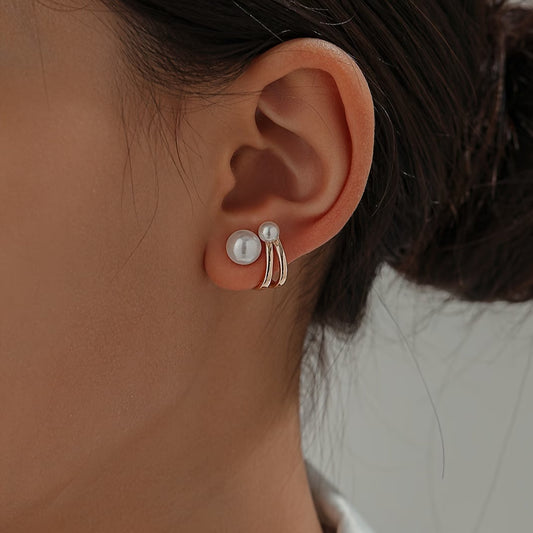 Double Perla Statement Aretes