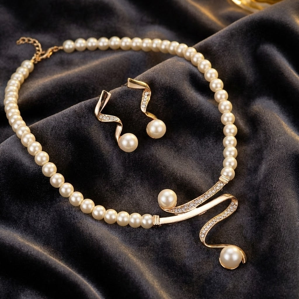 Elegant Natural Collar de Perlas Set