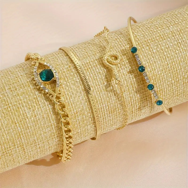 Oro Esmeralda Pulsera con Dije Set