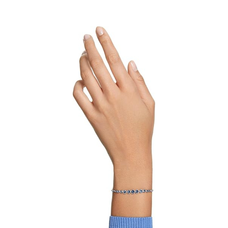 Round Cut Zafiro Pulsera Tenis | Blanco Oro