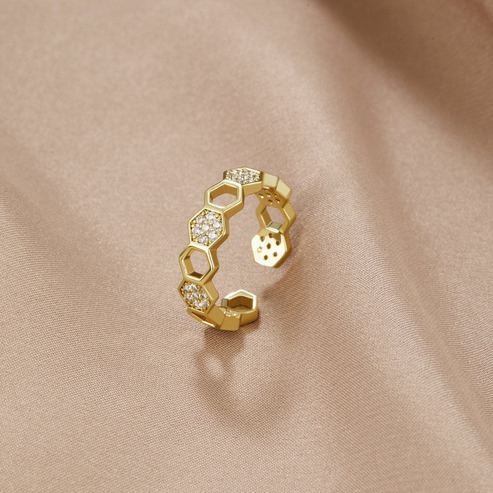 Oro Geometric Open Anillo