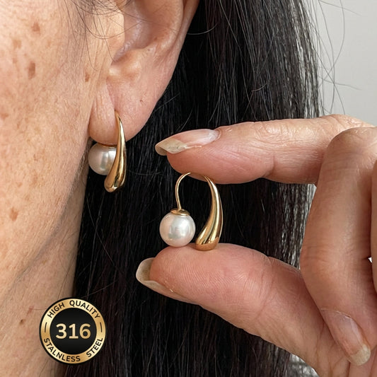 Minimalist Arc Perla aretes