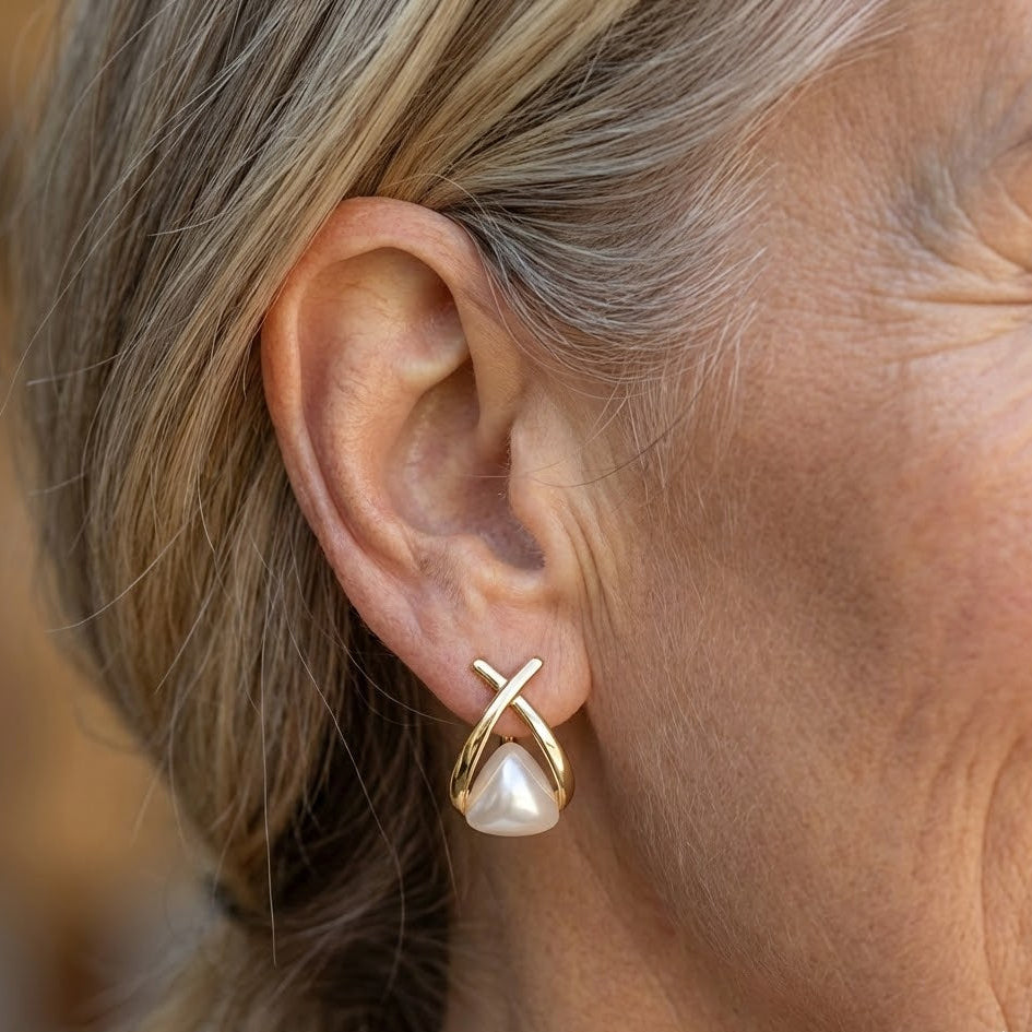 Elegant Vintage-Inspired Perla Aretes Colgantes