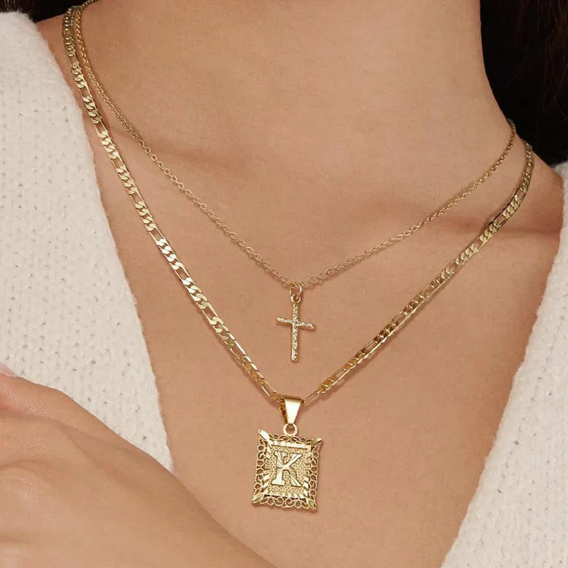 Cross Initial Set de Collares | Oro