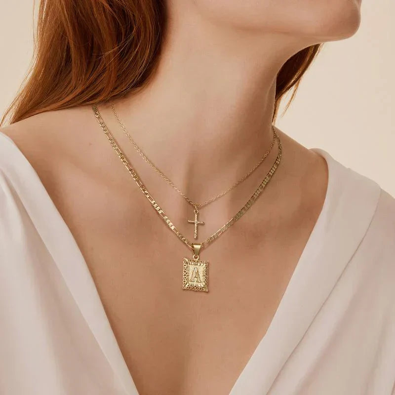 Cross Initial Set de Collares | Oro