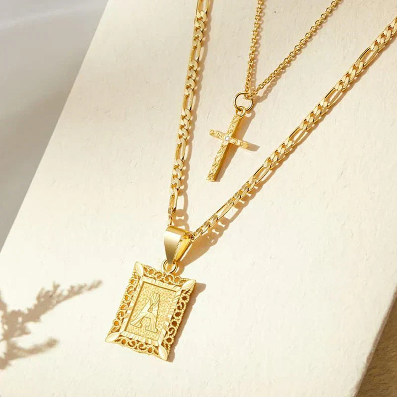 Cross Initial Set de Collares | Oro
