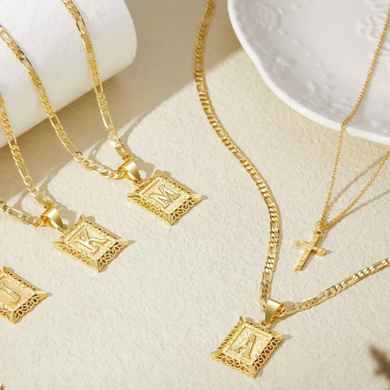Cross Initial Set de Collares | Oro