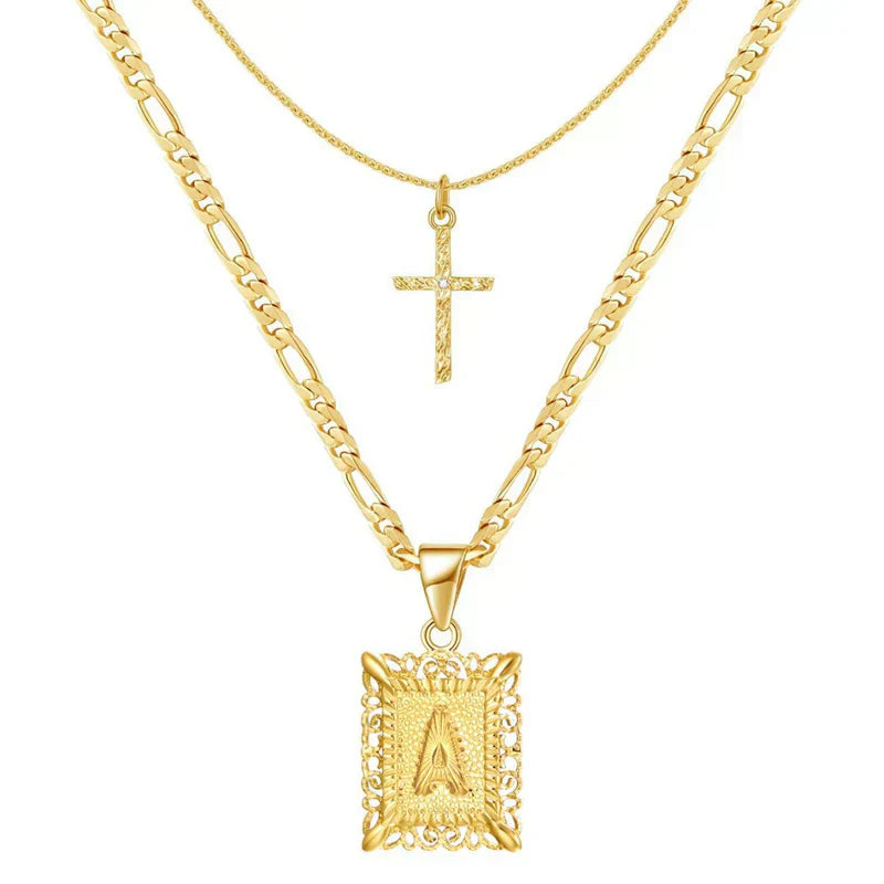 Cross Initial Set de Collares | Oro
