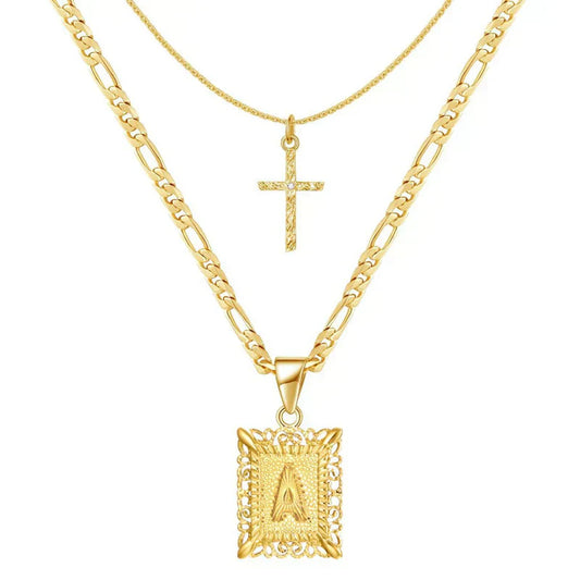 Cross Initial Set de Collares | Oro
