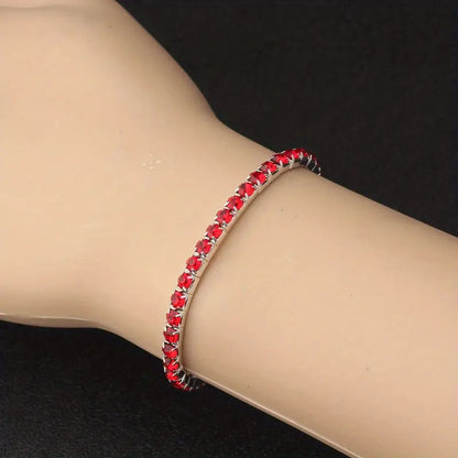 Plata Rubí Pulsera Tenis