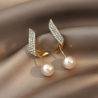 Chic Oro Perla Aretes Colgantes