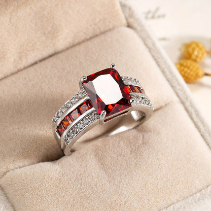 Plata Rubí Split-Shank Anillo