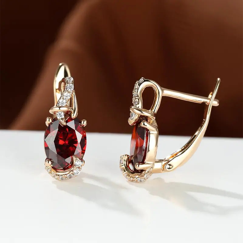 Crimson Twilight Aretes Colgantes | Oro