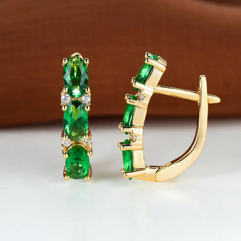 Oro Esmeralda Vertical Aretes de Aro