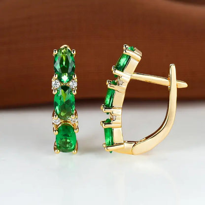 Oro Esmeralda Vertical Aretes de Aro