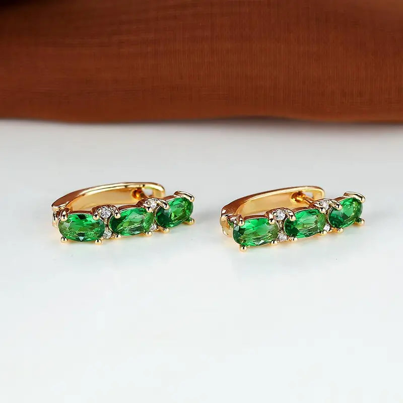 Oro Esmeralda Vertical Aretes de Aro