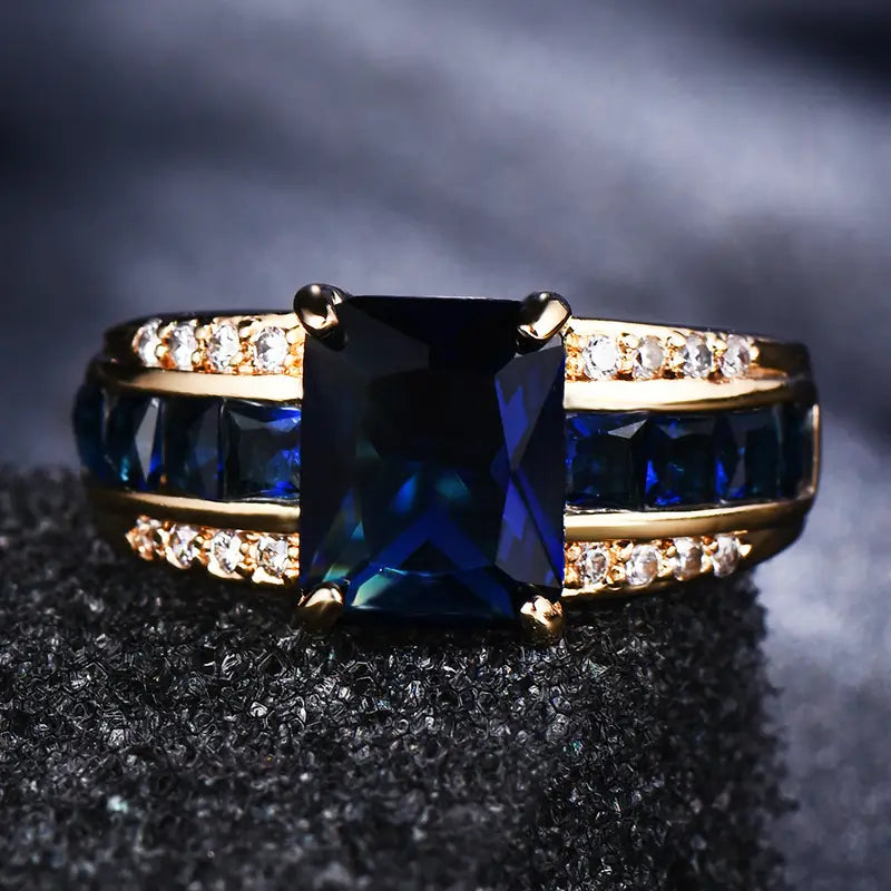 Oro Zafiro Square-Cut Anillo
