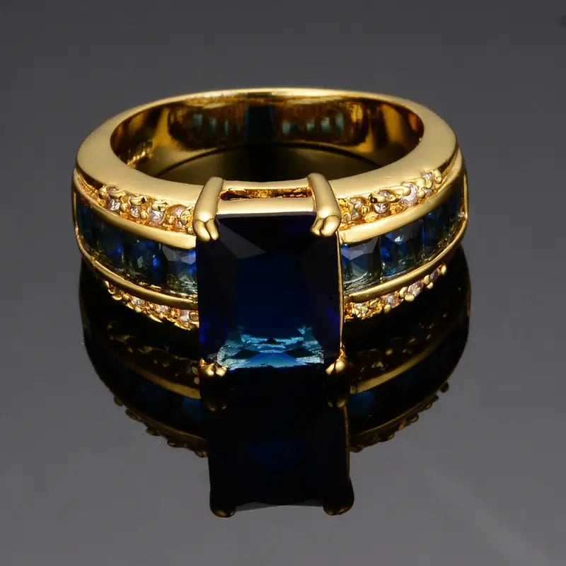 Oro Zafiro Square-Cut Anillo