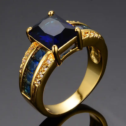 Oro Zafiro Square-Cut Anillo