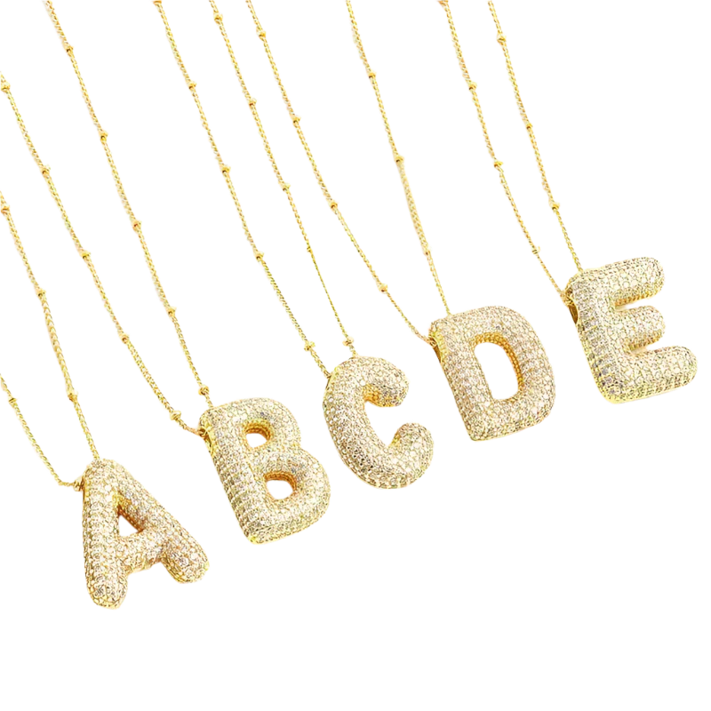 Bubble letter initial set de collares | Oro